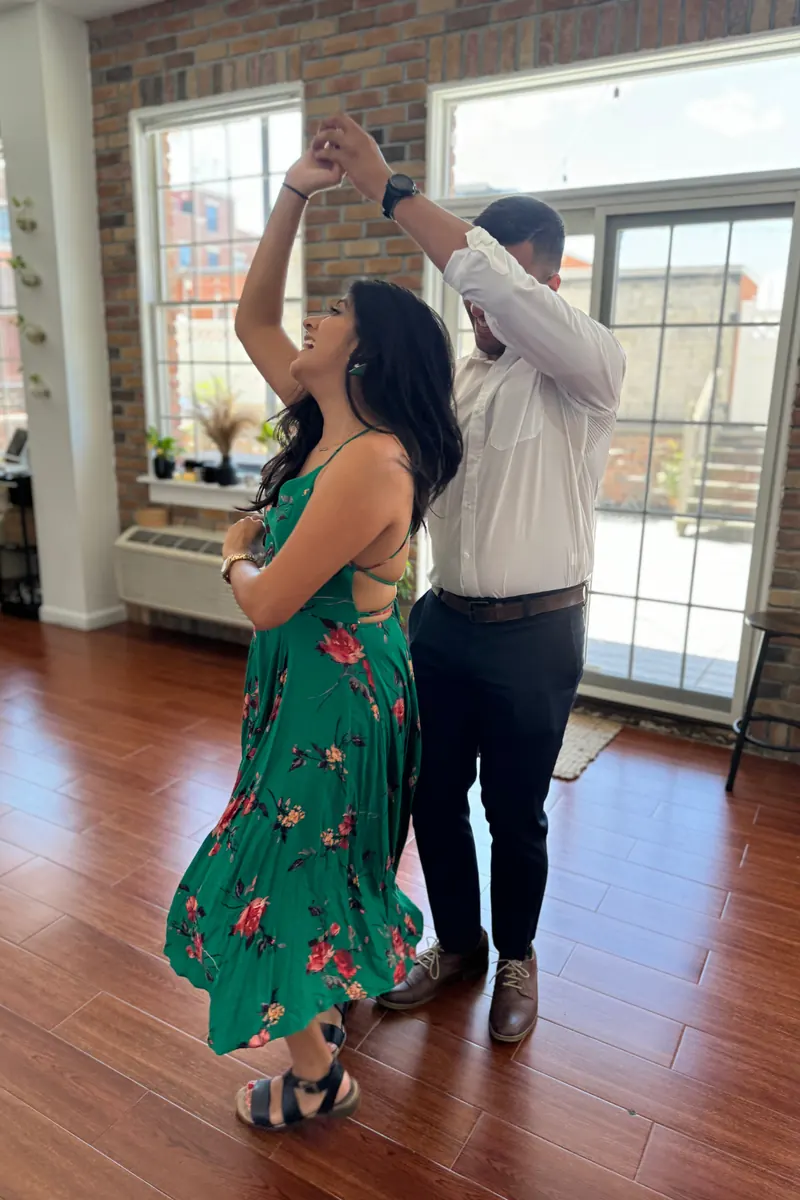 Couple dancing in the studio